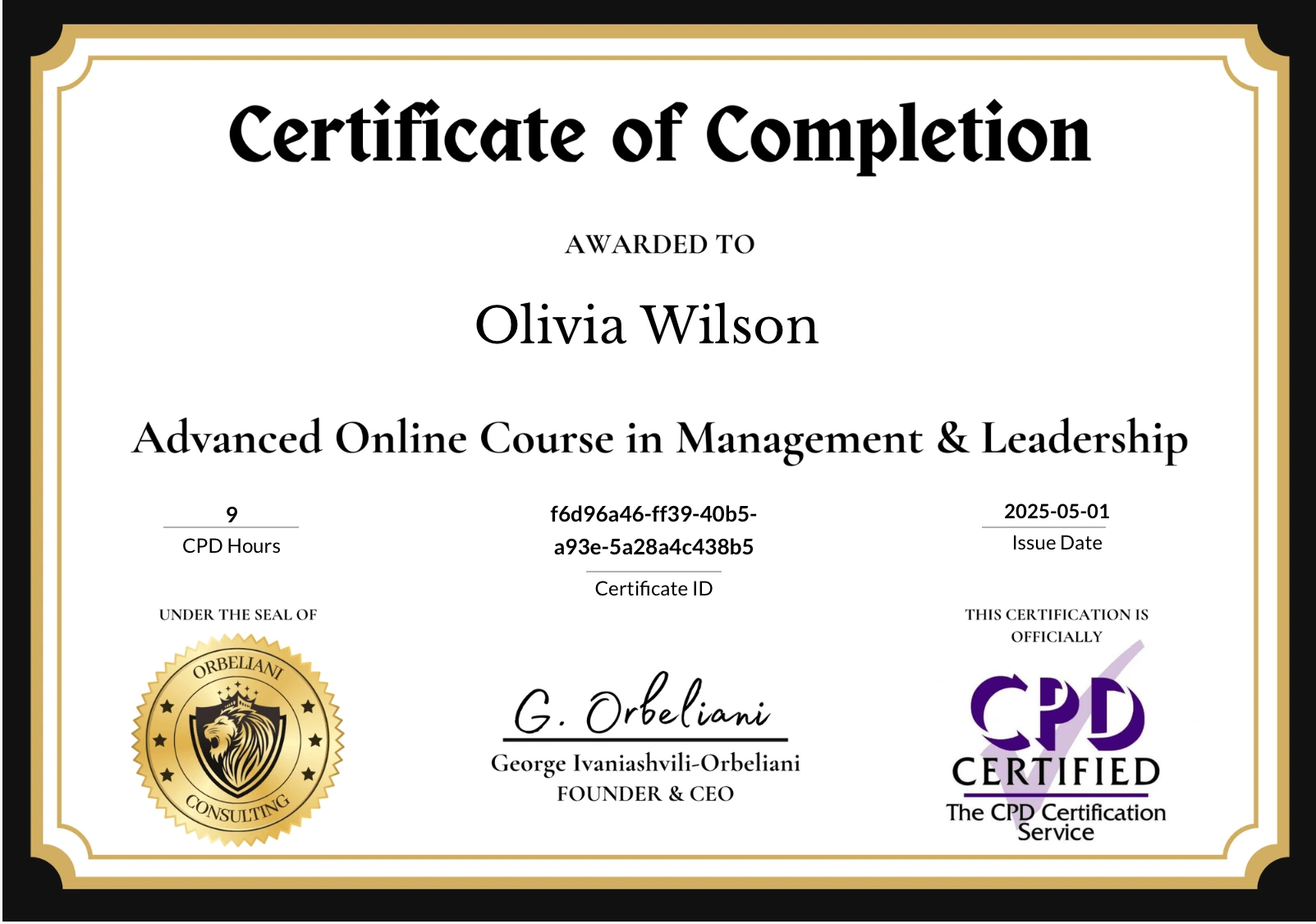 CPD Certificate Preview